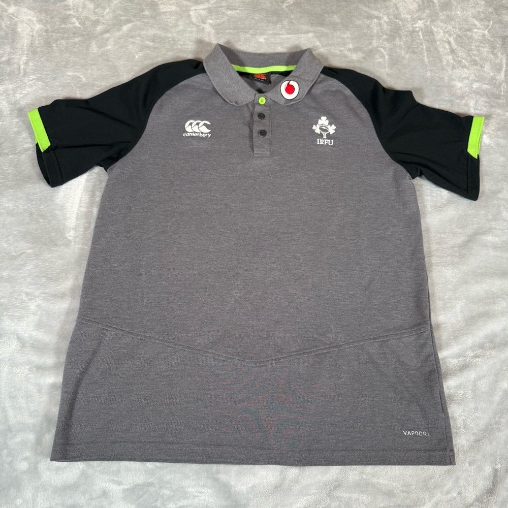 Canterbury IRFU Ireland Rugby Polo Shirt Mens L Slim Fit VapoDri Gray - Picture 2 of 8